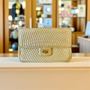 BALLY Elegant Vintage Gold Quilted Leather Women's Chain Shoulder Bag